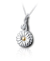 Sterling Silver &amp; 10kt Gold Sunflower Funeral Cremation Urn Pendant w/Chain - £267.96 GBP