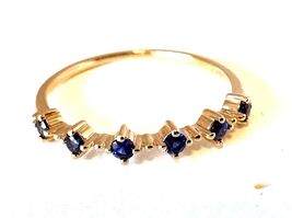 14k gold ring with blue sapphires size 6 stone queen - $225.00