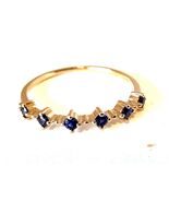 14k gold ring with blue sapphires size 6 stone queen - $225.00