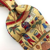 Coldwater Creek Usa Tie Yellow Red Brn  Silk Chinees Country Life Farmer#I21 New - £15.81 GBP