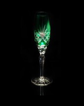 ajka caroline crystal emerald green colored champagne flute 9&quot; Tall - £137.62 GBP