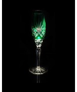 ajka caroline crystal emerald green colored champagne flute 9&quot; Tall - £139.38 GBP
