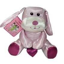 Vintage Russ Satin Sophisticates Plush Pink Dog Valentines Day Stuffed Animal 7&quot; - £7.75 GBP