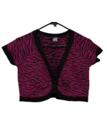 Dark Pink Black Tiger Stripe Cropped Shrug Short Cardigan Sweater Button... - £11.70 GBP