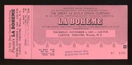 1965 CAPITOL THEATRE TICKET, Waverly, New York/NY, &quot;La Boheme&quot;, Opera - £4.71 GBP