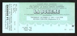 1965 RIVIERA THEATRE TICKET, Binghamton, New York/NY, &quot;La Boheme&quot;, Opera - £4.79 GBP