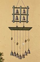 Bell Wind Chimes Oriental Design Zen Style 22" Long Metal Wood Wind Music Garden image 2