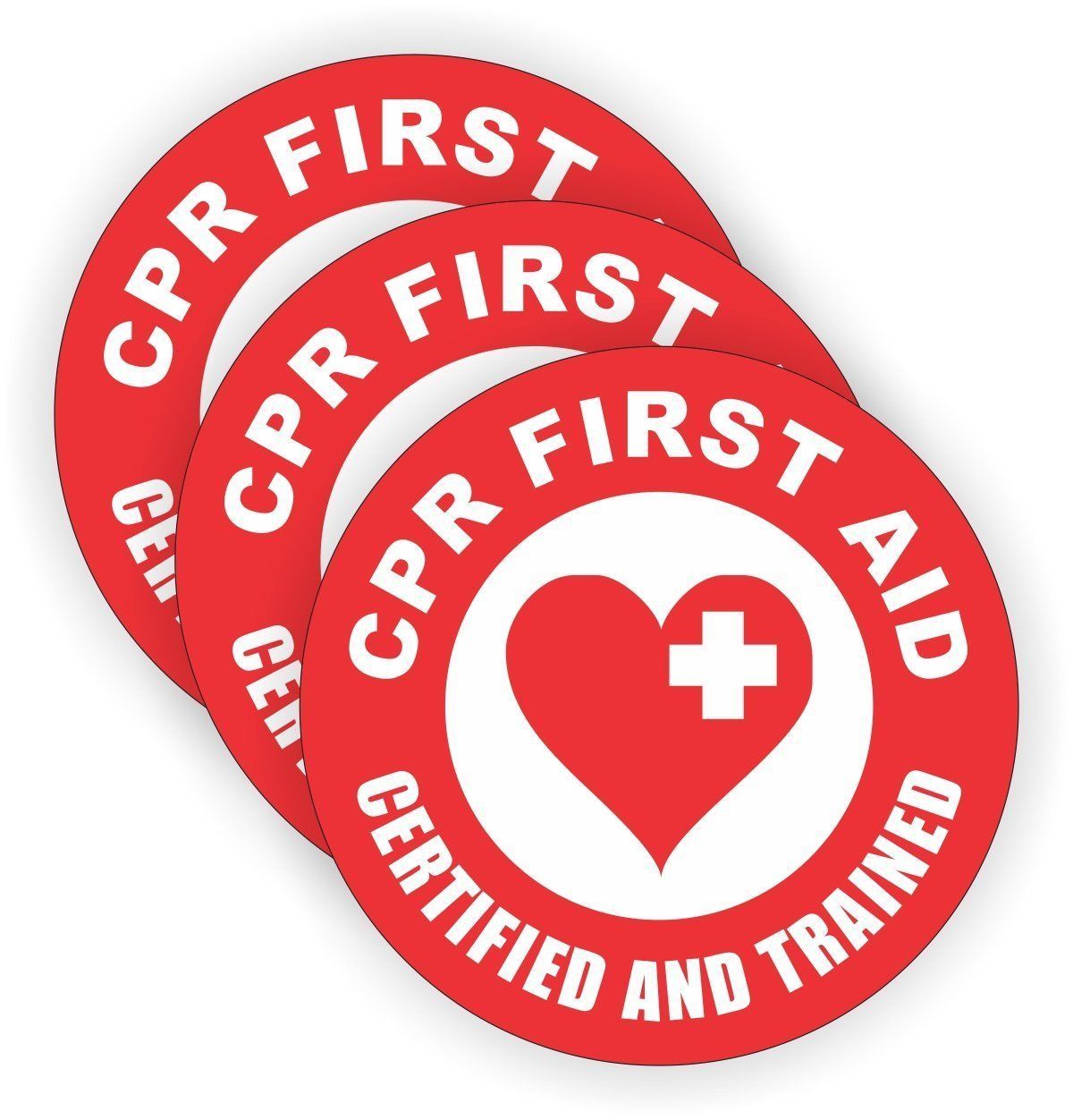 CPR First Aid Certified (3 Pack) HardHat Sticker (size: 2&quot; color: Red/Wh... - $2.54