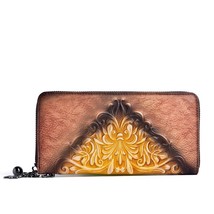 First Layer Cowhide Handy Bag Wrist Purse Multi-Cards Clutch Zipper Bags Female  - £34.41 GBP