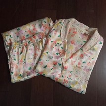Vintage Victoria&#39;s Secret GOLD LABEL 2 Pc Pajamas Satin Floral Print Top Pants M - £57.13 GBP