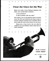 1942 Bell Telephone System Bugle &quot;War Calls Come First&quot; Vintage Wartime ... - £20.81 GBP