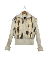 VTG Chesky Jacket Womens Medium Ivory Genuine Rabbit Hair Full Zip Sweater - $81.22 CAD