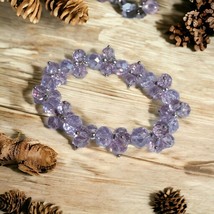 Purple Crystal Rondelle Stretch Bracelet Women Costume Fashion 7&quot; In Lavender - £18.68 GBP