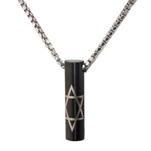 Stainless Steel Black Pendant with Star of David Jewish Jewelry Judaica Gift - £18.13 GBP
