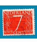 Netherlands used postage stamp (1953) 7c Numeral of Value - Scott # 343 - £1.56 GBP