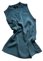 Theory Silk Sleeveless Blouse Top Tank Teal Dark  Elegance Minimalist P ... - $467.44 MXN