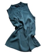 Theory Silk Sleeveless Blouse Top Tank Teal Dark  Elegance Minimalist P ... - $458.27 MXN