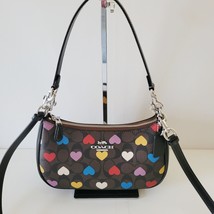 Coach CP112 Multicolor Heart Signature Teri Shoulder Bag Crossbody Handb... - $157.66