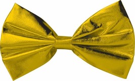 Gold Lame Clip On Bowtie Bow Tie Tuxedo Fancy Dress Adult Costume Accessory - £7.01 GBP