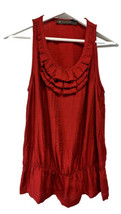 Outback Red Rich Red Blouse top Sleeveless Ruffled Neckline M - $19.77