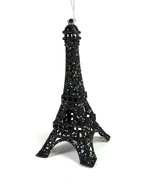 Silver Tree Eiffel Tower Christmas Ornament Black Glitter  - £9.56 GBP