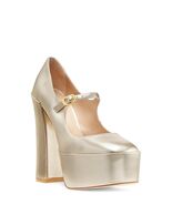Stuart Weitzman Skyhigh Mary Jane 145 Platform Pumps SD281 Light Gold Ne... - $199.99