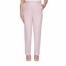 Alfred Dunner Women&#39;s Straight Flat Front Pants Size 18 SHORT Pink New - £18.97 GBP