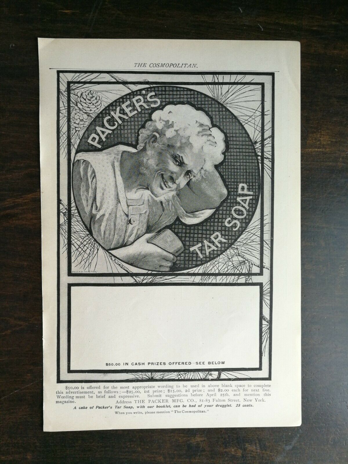 Primary image for Vintage 1901 Packer's Tar Soap Full Page Original Ad