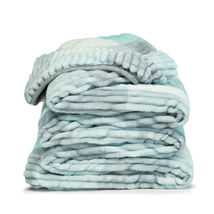 Blue Plaid Queen/King Reversible Faux Fur Blanket Ultra Soft Fleece - £78.44 GBP