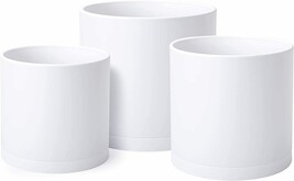 Set Of 3 White Color, Medium, 6 Inch 6 Point 5 Inch 8 Inch Plastic Plant... - $31.96