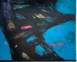 Michael Schofield Abstract Original Oil Canvas Multi-Color Modern Black Blue Art - £2,289.64 GBP