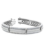 Men&#39;s 7.50 Ct Sparkling Round Cut Moissanite Link Bracelet 14K White Gol... - €1.059,45 EUR