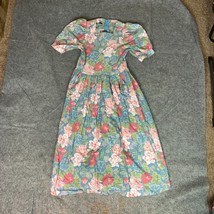 Vintage Laura Ashley Women Dress 10 Blue Pink Floral Coastal Cottage Pra... - $119.98