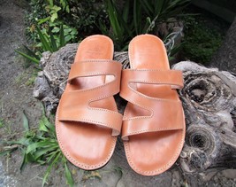 Men&#39;s Handmade Greek Leather Cushioned Slide Sandals - £47.16 GBP