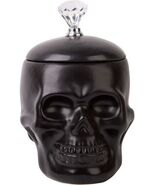 Black Skull 93944 3D Ceramic 52.1 oz Cookie Treat Jar w Crystal 8.7&quot; H - $874.99 MXN