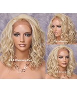 Natural Full HUMAN HAIR BLEND Lace front wig with side lace parting with... - £96.68 GBP