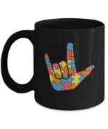 Coffee Mug Funny ASL Love Sign Language Autism  - £15.98 GBP