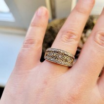 Vintage 925 Sterling Silver  &amp; Vermeil Studded Native Tribal &quot;Mom&quot; Ring,... - £30.91 GBP