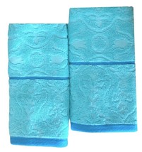 Calypso Fingertip Towels Set of 2 Guest Bathroom Summer House Turquoise  Blue - £28.88 GBP