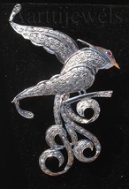 Victorian 3.05ct Rose Cut Diamond Ruby Bird Women&#39;s Brooch Thanks Giving... - £831.27 GBP