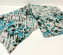 New York Co Womens Infinity Scarf Lightweight Teal White Black Floral 41 x 34 - £7.69 GBP