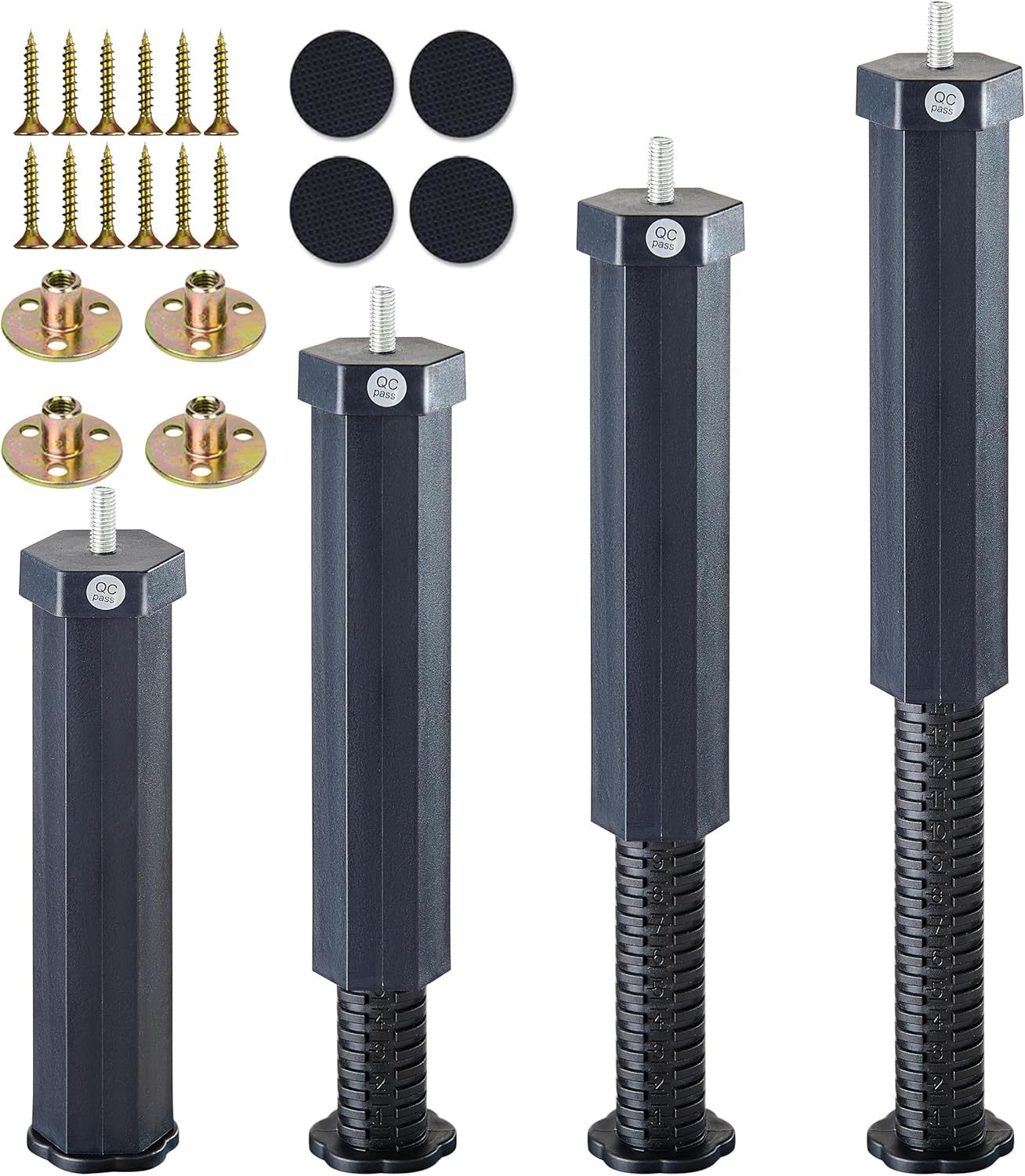 Adjustable Bed Frame Support Legs, Frame Center Slats Heavy, 4, 7.5-12In... - $30.95