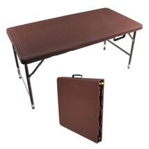 Folding Rattan Table: Indoor/Outdoor, Portable - $73.99