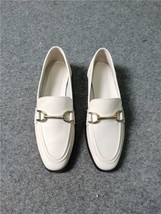 INS  ZA Women Loafers Shoes Genuine Leather Flat Shoes Metal Decoration Round To - £68.27 GBP