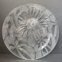 3-Vintage FIG Hibiscus Clear Art Glass 10&quot; Dinner Plate - £17.01 GBP