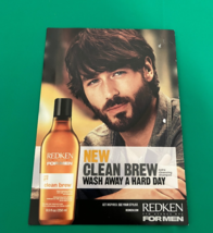 Redken clean brew for men advertisement with drink coaster - $19.75