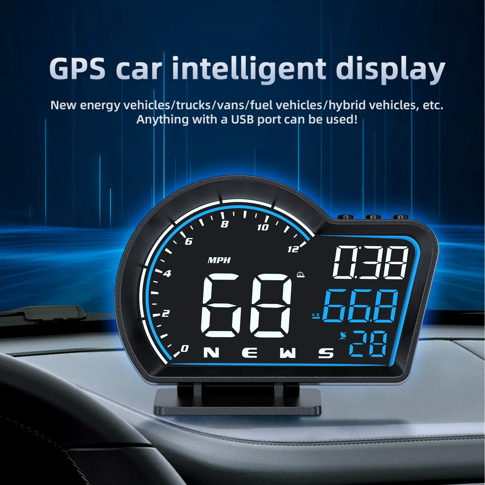 HD G16 GPS HUD Speedometer Head Up Display Speed meter Odometer Overspeed - £31.79 GBP