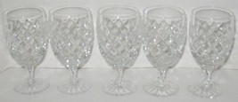 5 Signed Webb England Crystal Wine Glasses Water Goblets - £38.03 GBP
