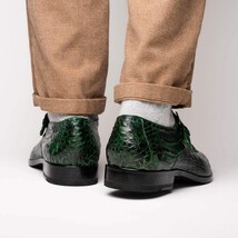 Rovigo Genuine Caiman Crocodile Monk Strap Forest Green image 11