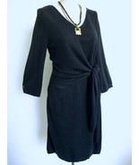 Peruvian Connection Back Bay Wrap Dress S Black Pima Cotton Silk Knit As... - £39.17 GBP